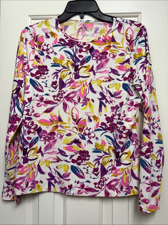 Lands' End Other - Lands End Floral Long-Sleeve Swim shirt - White with Magenta & Yellow Print